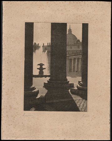 Laurenzio Laurenzi (1878-1946) Colonnata di San Pietro Acquaforte, 240 x 178...