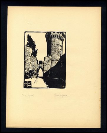 Giuseppe Ugonia (1881-1944) La Rocca (di Brisighella) xilografia, cm...