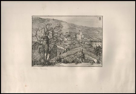 Pier Luigi Bartolucci-Alfieri (1892-1933) Narni - Panorama, 1922 Acquaforte,...