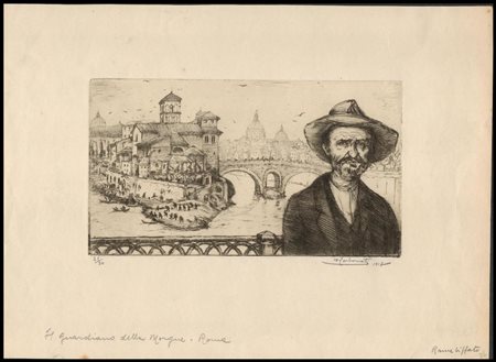 Antonio Carbonati (1893-1956) Lotto di 4 incisioni con vedute di Roma,...