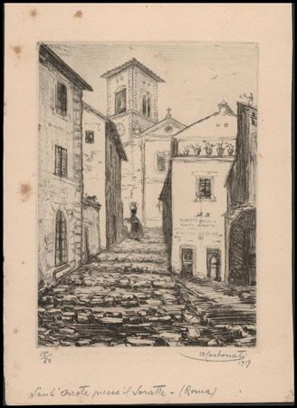 Antonio Carbonati (1893-1956) Lotto di 4 incisioni con vedute di Roma,...