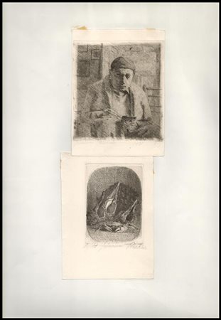 Giovanni Barbisan (1914-1988) Lotto di due incisioni A) Uomo col taccuino...