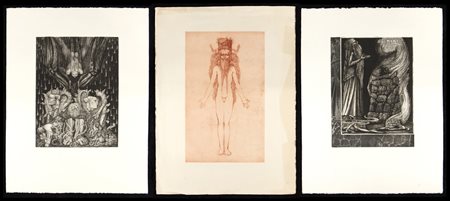 Ernst Fuchs (1930-2015) Lotto di tre acqueforti 70 x 50 cm e 76 x 57 cm Non...