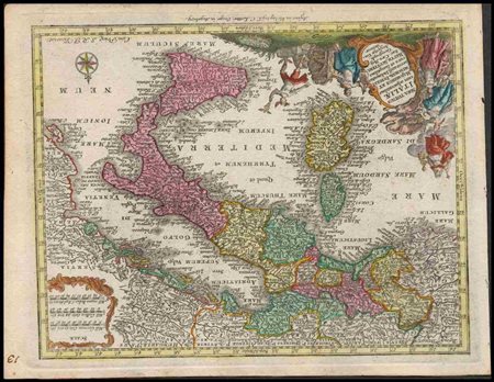 Matthaus Seutter (1678-1757) Nova Totius Italiae cum adjacentibus Majoribus...
