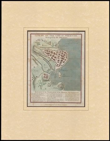 Syracuse door d'Atheners belegered, 1750 ca Acquaforte, 31,1 x 36 cm Stampata...