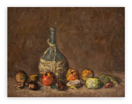 FIORENZO TOMEA (1910-1960) - Natura morta con fiasco, 1945