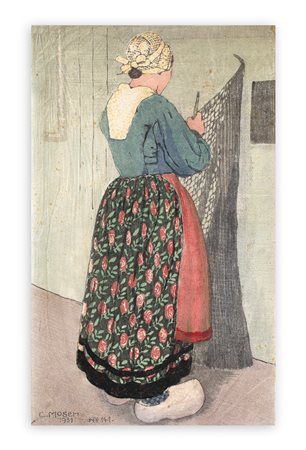 CARL MOSER (1873-1939) - Riparatrice bretone di rete, 1931
