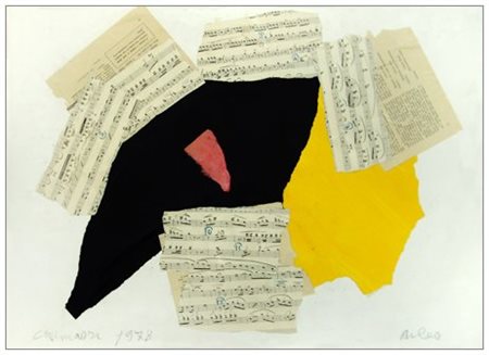 ARTURO CARMASSI Lucca 1925 Arles 1978 Olio, collage e t.m. su carta...