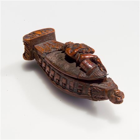 Tabacchiera in legno in forma di barca, Germania XVIII secolo