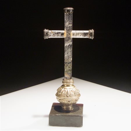 Croce in cristallo di rocca e argento, Lombardia XVI secolo