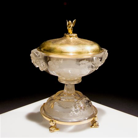 Coppa in cristallo di rocca e argento, Austria circa 1820
