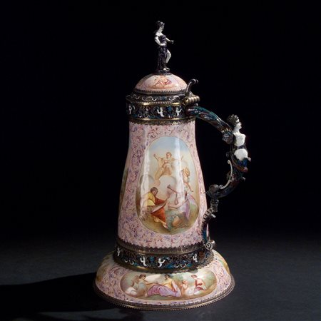 Tankard viennese smaltato, inizi del XIX secolo