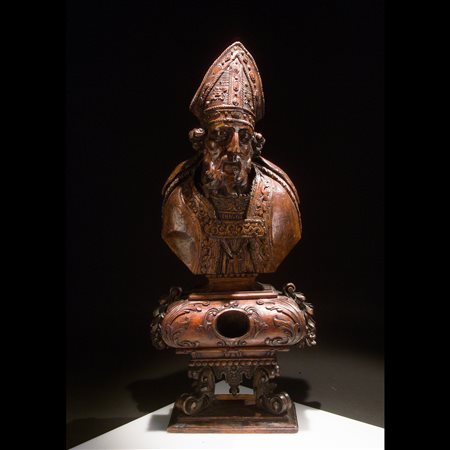 Scultura reliquiario in legno raffigurante San Gennaro. Napoli XVIII secolo