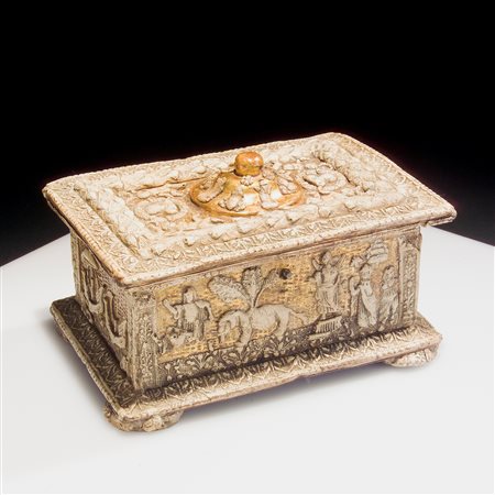 Cofanetto in legno e pastiglia istoriato, Ferrara XVI secolo
