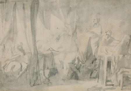 Jean-Baptiste Greuze 1725 Tournus-1805 Parigi, Interno con figure