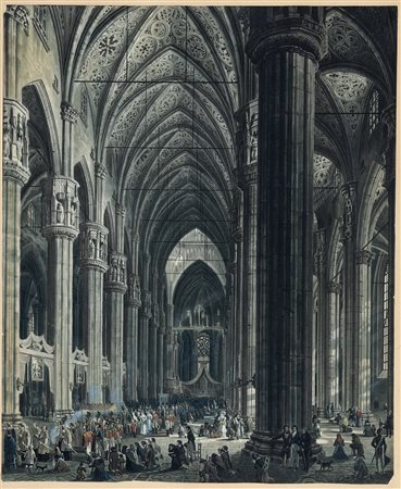 Giuseppe Bisi 1787 Genova-1869 Varese, Vedute dell'interno del Duomo di Milano