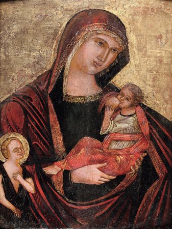 Paolo Veneziano 1300 ca. Venezia -1365 ca. Venezia, nei modi di, Madonna con Bambino e San Giovannino