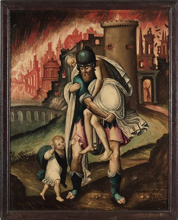 Arista del Nord Europa del XVI secolo, Fuga di Anchise ed Enea da Troia