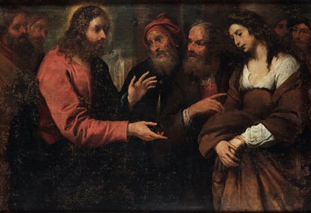 Giovanni Andrea De Ferrari 1598 Genova-1669 Genova, Cristo e l’adultera