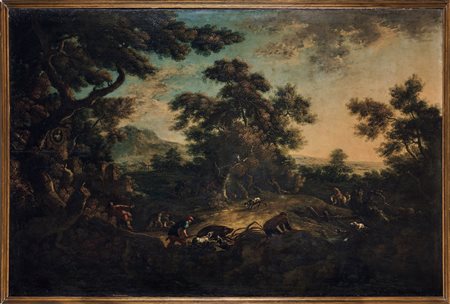 Nicola Viso, Paesaggio con caccia al cinghiale