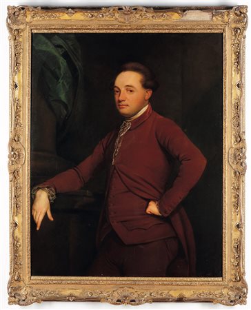 Scuola inglese del XVIII secolo, Ritratto di gentiluomo appoggiato al plinto di una colonna