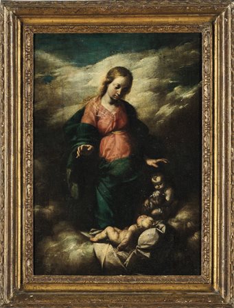 Luigi Miradori 1605 Genova-1659 Cremona, detto il Genovesino, Madonna con Bambino e San Giovannino
