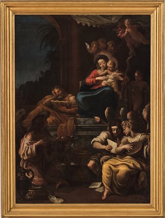 Scuola parmense del XVII secolo, Sacra Famiglia con San Giovannino e angeli musicanti