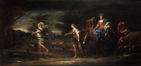 Domenico Piola 1627 Genova-1703 Genova, Tobiolo e Sara di ritorno a Ninive