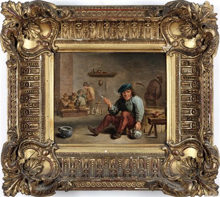 Scuola fiamminga dell'inizio del XVII secolo, Fumatore in osteria