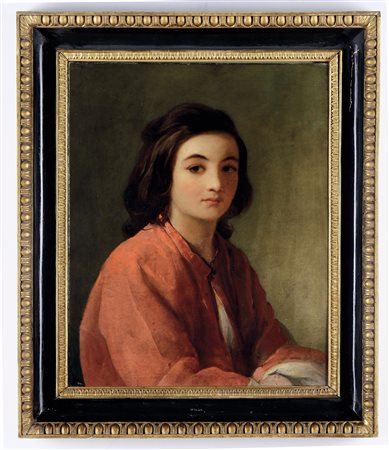 Scuola francese del XVIII secolo, Ritratto di giovinetta con giacca rossa