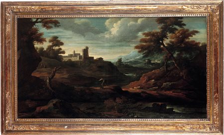 Pietro Brancaleone, Paesaggio con pescatori e città sullo sfondo