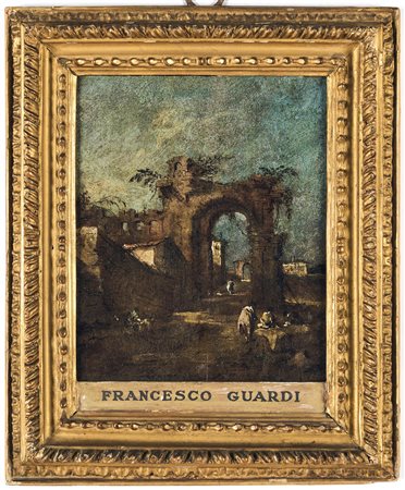 Francesco Guardi 1712 Venezia-1793 Venezia, Capriccio con figure e rovine