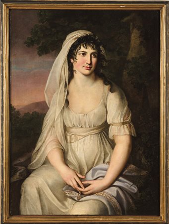 Andrea Appiani 1754 Milano-1817 Milano, cerchia di, Ritratto femminile in paesaggio