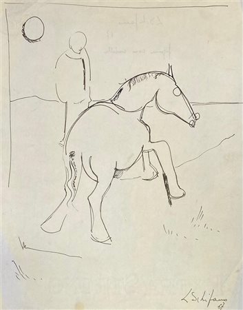 Luciano Schifano “Figura con cavallo” 1967