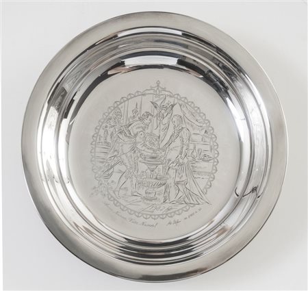 ALESSANDRO STEFANI, Bologna, XX secolo. “Anno Nuovo, Vita Nuova”, 1982. Fondina in argento 800.