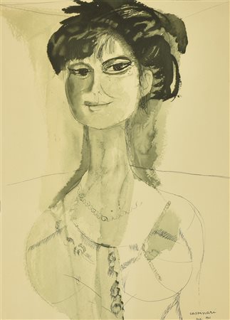 Bruno Cassinari RITRATTO FEMMINILE, 1961 fotolitografia su carta, cm 45x30...