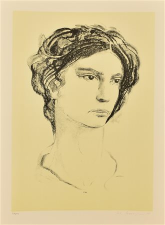 Pietro Annigoni RITRATTO litografia su carta, cm 70x50; es. 97/100 firma