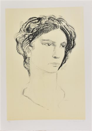 Pietro Annigoni RITRATTO litografia su carta, cm 70x50; es. P.A. firma