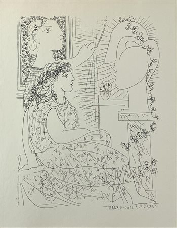 Da Pablo Picasso SENZA TITOLO fotolitografia su carta, cm 28x21,5