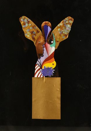 Anonimo NIKE DI SAMOTRACIA acrilico e applicazioni su carta, cm 50x35