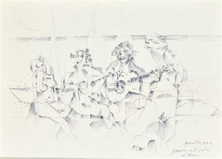 Gonella YPPIES DELL'ISOLA D'ELBA penna su carta, cm 14,5x21 firma, titolo e...