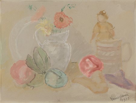 Pio Semeghini (Quistello 1878-Verona 1964)  - Natura morta con fiori, 1959