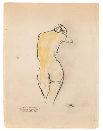 George Grosz (Berlino 1893-1959)  - Stehender Weiblicher Ruckenakt (Nudo femminile), 1915