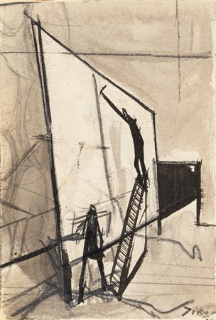 Mario Sironi (Sassari 1885-Milano 1961)  - Studio per illustrazione, 1925 ca