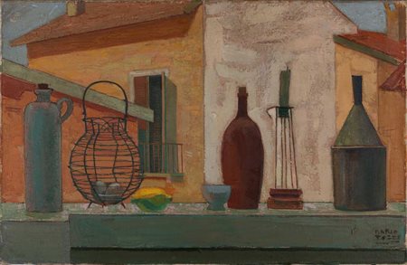 Mario Tozzi (Fossombrone 1895-Saint-Jean-du-Gard 1979)  - Oggetti e case, 1950