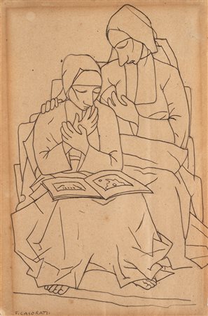 Felice Casorati (Novara 1883-Torino 1963)  - Due suore, 1950 around