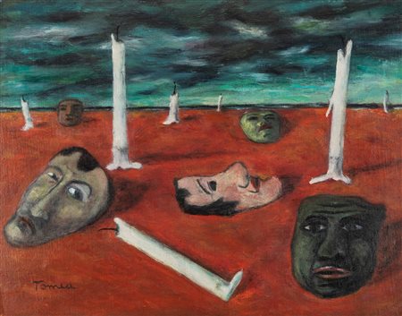 Fiorenzo Tomea (Zoppè di Cadore 1910-Milano 1960)  - Senza titolo (Maschere)
