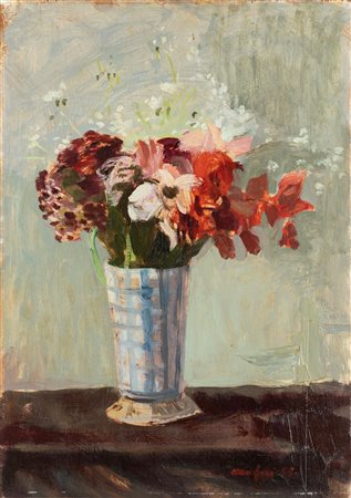 Mario Mafai (Roma 1902-1965)  - Vaso di fiori, 1953