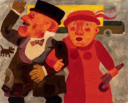 Franz Borghese (Roma 1941-2005)  - Due personaggi e camion