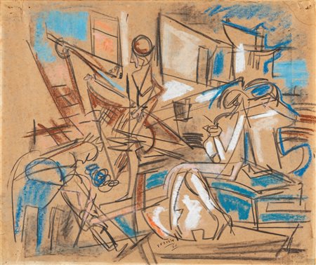 Emilio Vedova (Venezia 1919-2006)  - Senza titolo, 1946